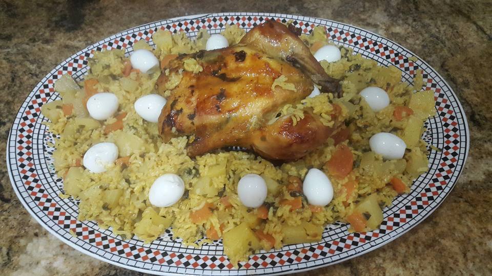 أكلة مغربية : دجاجة بالأرز والخضر